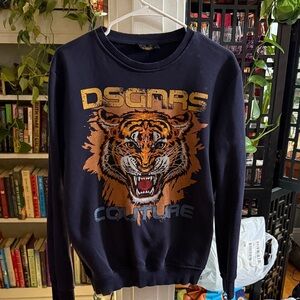 Black Sweater with Tiger Print